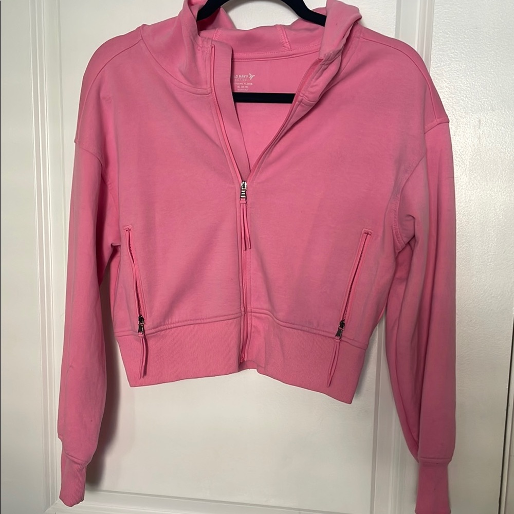 Old Navy Pink Cropped Zip-Up Hoodie